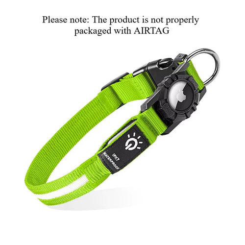 LED Dog Collar with AirTag Holder – Rechargeable & Adjustable